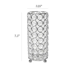 HG1003-CHR Elipse Crystal Decorative Flower Vase, Candle Holder, Wedding Centerpiece, 7.5 Inch, Chrome