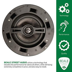 Beale Street 6.5 Inch 2-Way In-Ceiling Dome Speakers, Pair, Titanium