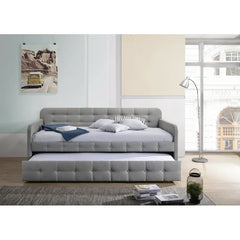 Fast Furnishings Gray Tufted Linen Twin Daybed w/ Trundle