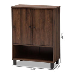 Rossin Modern and Contemporary Walnut Brown Finished 2-Door Wood Entryway Shoe Storage Cabinet