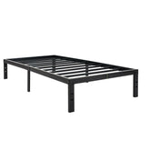 A modern metal bed frame with a robust structure and durable metal legs.