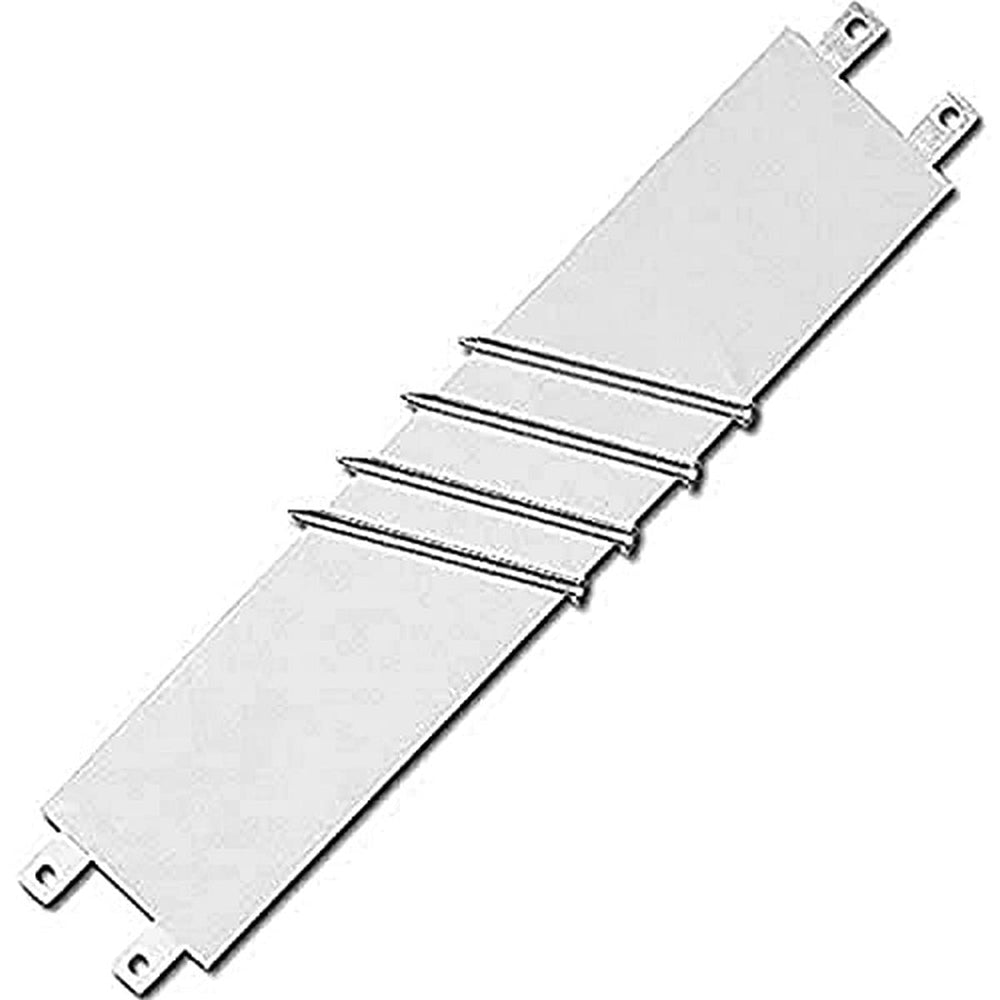 A white bracelet adorned with four sleek metal bars for added style.