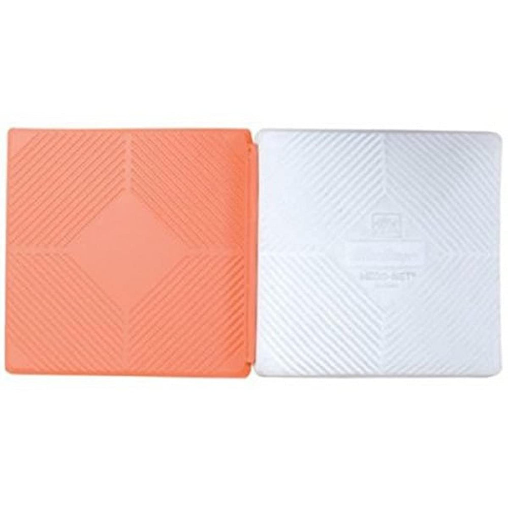 A white and orange iPad case displayed on a neutral background, showcasing its sleek design and vibrant colors.