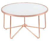Alivia Coffee Table in White Glass and Rose Gold