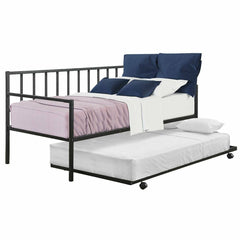 Fast Furnishings Twin Black Metal Daybed with Trundle