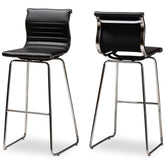 Baxton Studio Giorgio Modern and Contemporary Black Faux Leather Upholstered Chrome-Finished Steel Counter Stool Set