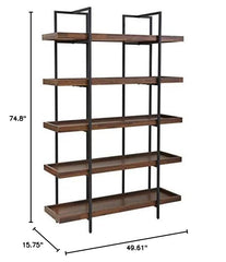 Rustic Distressed Etagere Bookcase 49x75x15 Inches