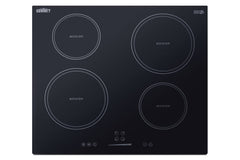 24" Induction Cooktop, 4 Cooking Zones, 208-240V Electric Cooktop, ADA Compliant Design, Black - SINC4B241B