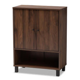 Rossin Modern and Contemporary Walnut Brown Finished 2-Door Wood Entryway Shoe Storage Cabinet