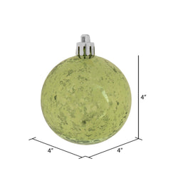 4 Inch Christmas Ornament Ball, Celadon Shiny Mercury Finish, Shatterproof Plastic, Holiday Christmas Tree Decoration, 6 Pack