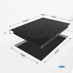 24" Induction Cooktop, 4 Cooking Zones, 208-240V Electric Cooktop, ADA Compliant Design, Black - SINC4B241B
