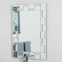 Beveled Glass Wall Vanity Mirror 31.5 Inchx23.6 Inch Silver