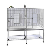 6421 White Double Flight Cage with Divider, Large/64 inchx 21 inch