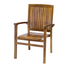 TD72-24-W 5-Piece Teak Extension Patio Table Stackable Arm Chair Set with Cushions, White