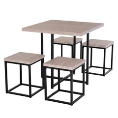 Fast Furnishings Farmhouse 5-Piece Square Wood Steel Kitchen Dining Set