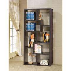 Modern 70 Inch Display Cabinet Bookcase Dark Brown