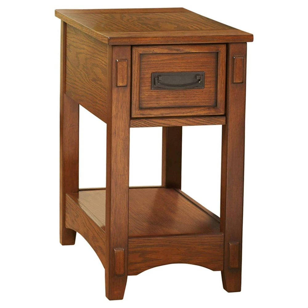 A small wooden side table with a functional drawer, perfect for adding storage and style to any room.