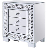 Kachina Rectangular 3-Drawer End Table in Mirrored and Faux Gems