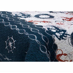 King Modern Coastal Anchor Polyester Quilt Set