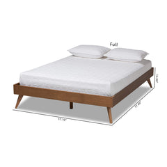 Lissette Mid-Century Modern Walnut Brown Finished Wood Full Size Platform Bed Frame
