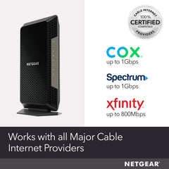 Nighthawk Cable Modem CM1200 - Compatible with All Cable Providers Including Xfinity by Comcast, Spectrum, Cox | for Cable Plans Up to 2 Gigabits | 4 x 1G Ethernet Ports | DOCSIS 3.1, Black
