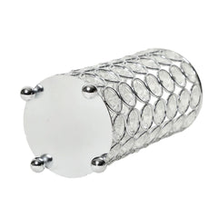 HG1002-CHR Elipse Crystal Decorative Flower Vase, Candle Holder, Wedding Centerpiece, 6.75 Inch, Chrome