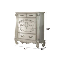 Versailles 5 Drawer Chest in Bone and White