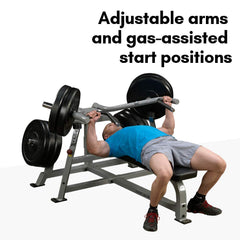 Pro ClubLine (LVBP) Adjustable Leverage Gym Bench - Converging Chest & Bench Press Machine with Sealed Bearings and Gas-Assisted Start Positions