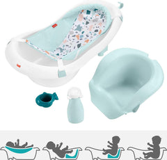 Baby to Toddler Bath 4-in-1 Sling ?? Seat Tub with Removable Infant Support and 2 Toys, Pacific Pebble