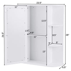 Fast Furnishings White Bathroom Wall-Mount Medicine Cabinet