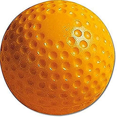A golf ball with several holes, highlighting its unusual design and wear.