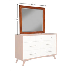 Flynn Mahogany and Okoume Veneer Mirror, Chestnut/White
