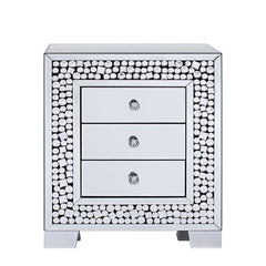 Kachina Rectangular 3-Drawer End Table in Mirrored and Faux Gems
