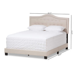Emerson Modern and Contemporary Light Beige Fabric Upholstered Queen Size Bed