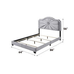 Frankie Queen Bed in Gray Velvet