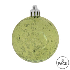 4 Inch Christmas Ornament Ball, Celadon Shiny Mercury Finish, Shatterproof Plastic, Holiday Christmas Tree Decoration, 6 Pack