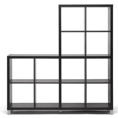 Sunna Modern Cube Shelving Unit, Dark Brown