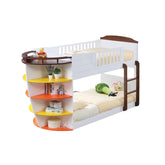 Neptune Wooden Twin Over Twin Storage Bunk Bed in White and Chocolate
