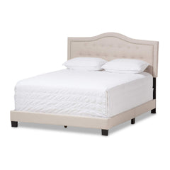 Emerson Modern and Contemporary Light Beige Fabric Upholstered Queen Size Bed