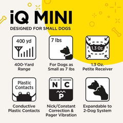 iQ Mini Rechargeable Waterproof Mini Dog Training E-Collar with Water-Resistant Remote