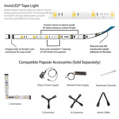 WAC LED-T2427L-2IN10WT InvisiLED LITE 2Inch Tape Light, 2700K, 10-Pack