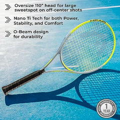 HEAD Tour Pro Tennis Racket - Pre-Strung Light Balance 27 Inch Racquet - 4 3/8 in Grip, Yellow