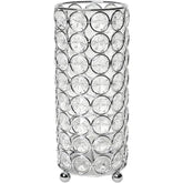 HG1003-CHR Elipse Crystal Decorative Flower Vase, Candle Holder, Wedding Centerpiece, 7.5 Inch, Chrome