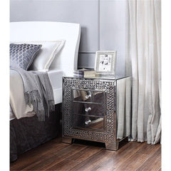 Kachina Rectangular 3-Drawer End Table in Mirrored and Faux Gems
