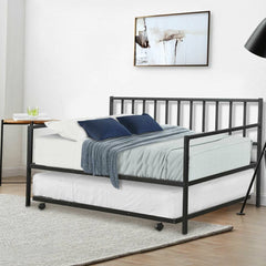 Fast Furnishings Twin Black Metal Daybed with Trundle