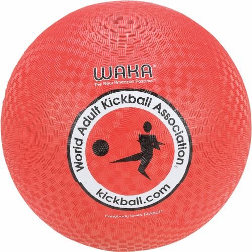 A bright red waka ball resting on a smooth surface, showcasing its round shape and vibrant color.