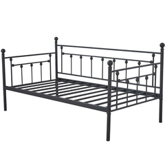 A sleek black metal day bed with a durable metal frame, perfect for adding elegance to a guest room or living space.