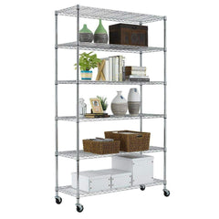 Heavy Duty 6-Shelf Metal Storage Rack w/ Casters