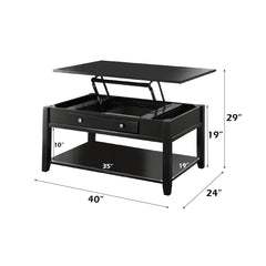 Malachi Coffee Table with Lift Top, Black