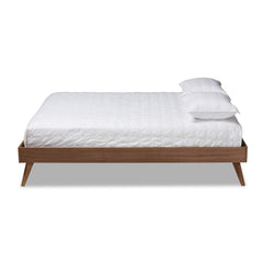 Lissette Mid-Century Modern Walnut Brown Finished Wood Full Size Platform Bed Frame
